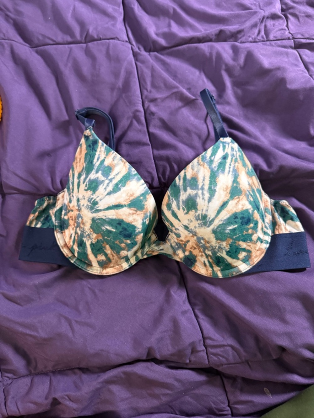 Women’s Teal & Cream Tie-Dye Bra